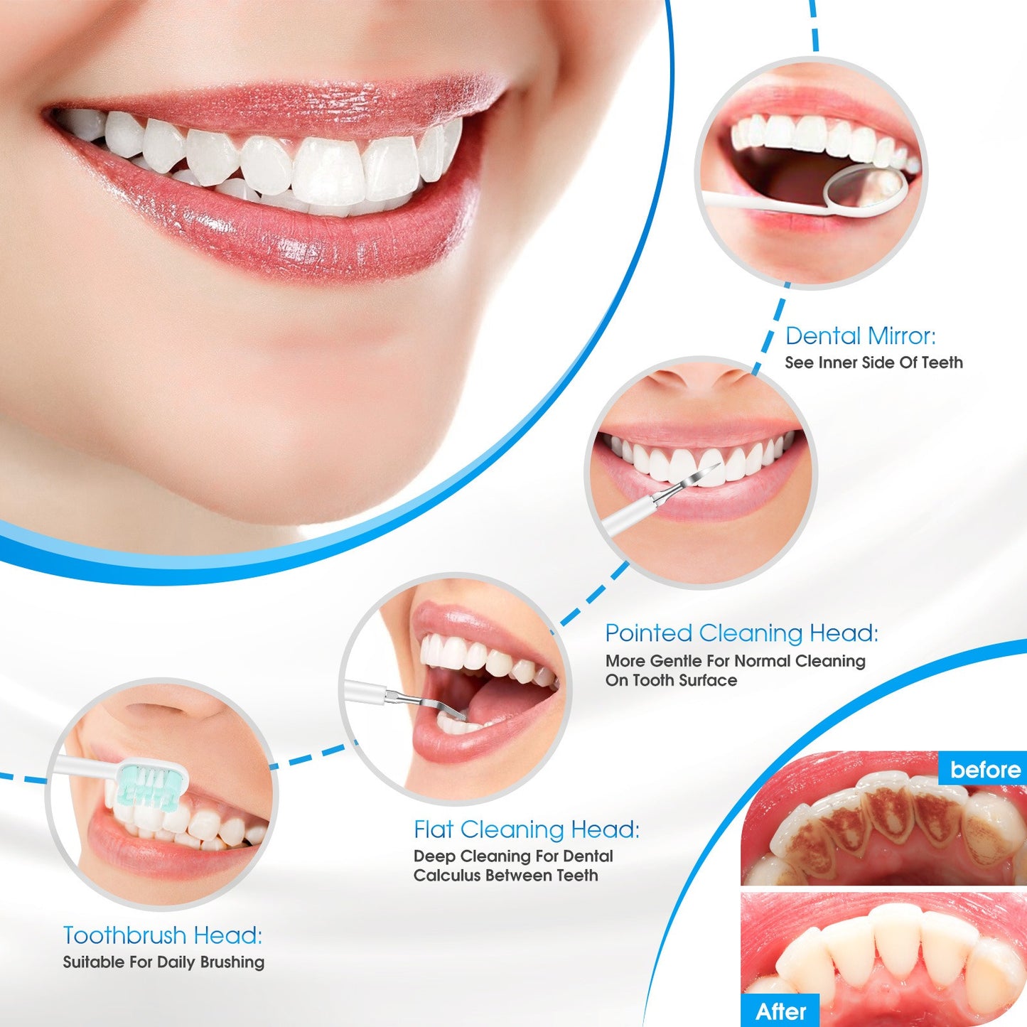 Portable XIP7 Waterproof Electric Toothbrush - Dental Care Scaler