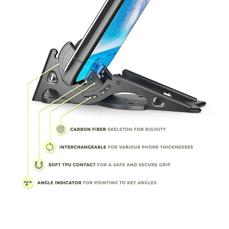 Compact Adjustable Mobile Phone Holder: Foldable, Portable, and Stable