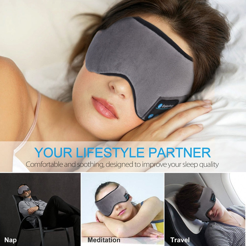 Bluetooth Sleep Mask with Wireless Earphones - Soft Headband for Sleep and Music
