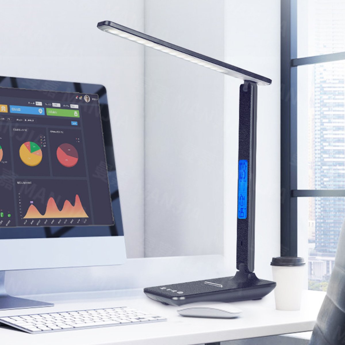 3-in-1 Lamp with Phone Charger, Clock, and Thermostat