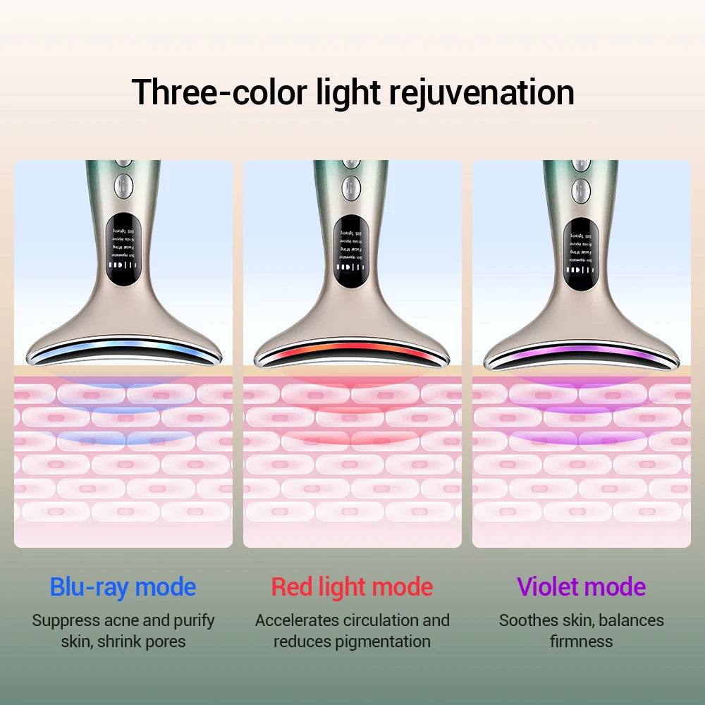 Neck Face Massager anti Wrinkle Lifting 3 Colors Led Photon Therapy Skin Tighten Reduce Double Chin Beauty Device Facial Care