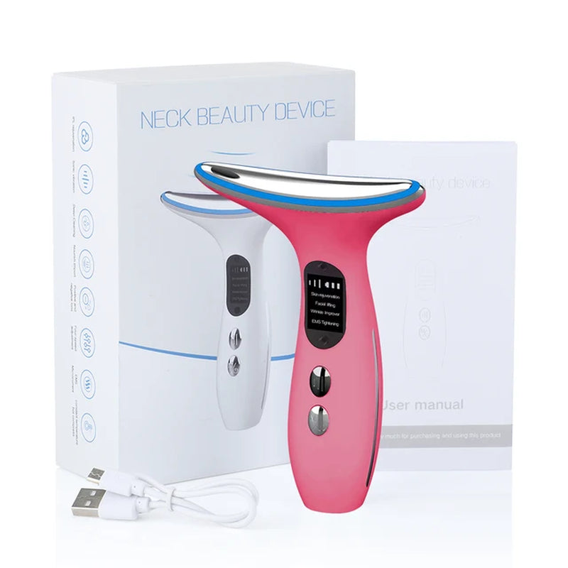 Neck Face Massager anti Wrinkle Lifting 3 Colors Led Photon Therapy Skin Tighten Reduce Double Chin Beauty Device Facial Care