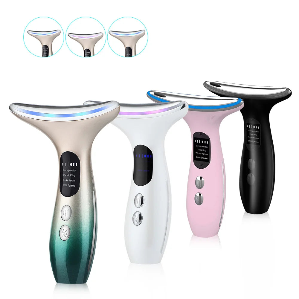 Neck Face Massager anti Wrinkle Lifting 3 Colors Led Photon Therapy Skin Tighten Reduce Double Chin Beauty Device Facial Care